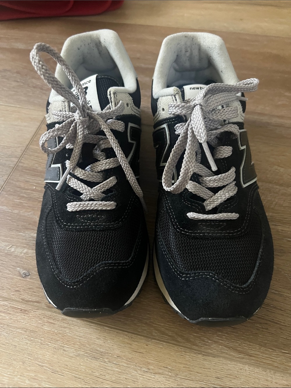 New Balance Black and White Lace-Up Sneakers